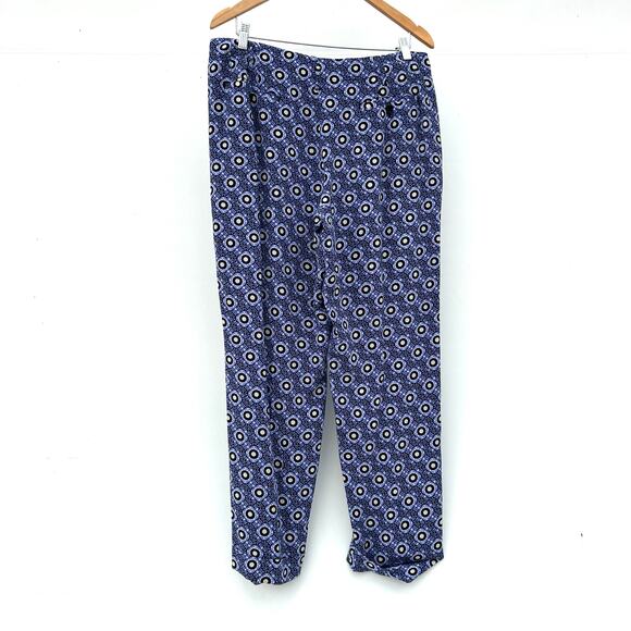 ETRO Women’s Silk Blue Geometric Patterned Statement Pants 48 Size 12 Cropped - Picture 4 of 12